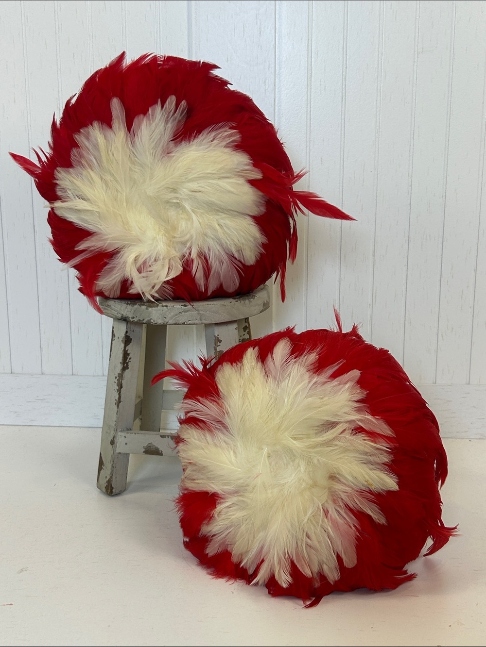 Vintage Hawaiian Uli Uli Feather Gourd Hula Rattles Pair